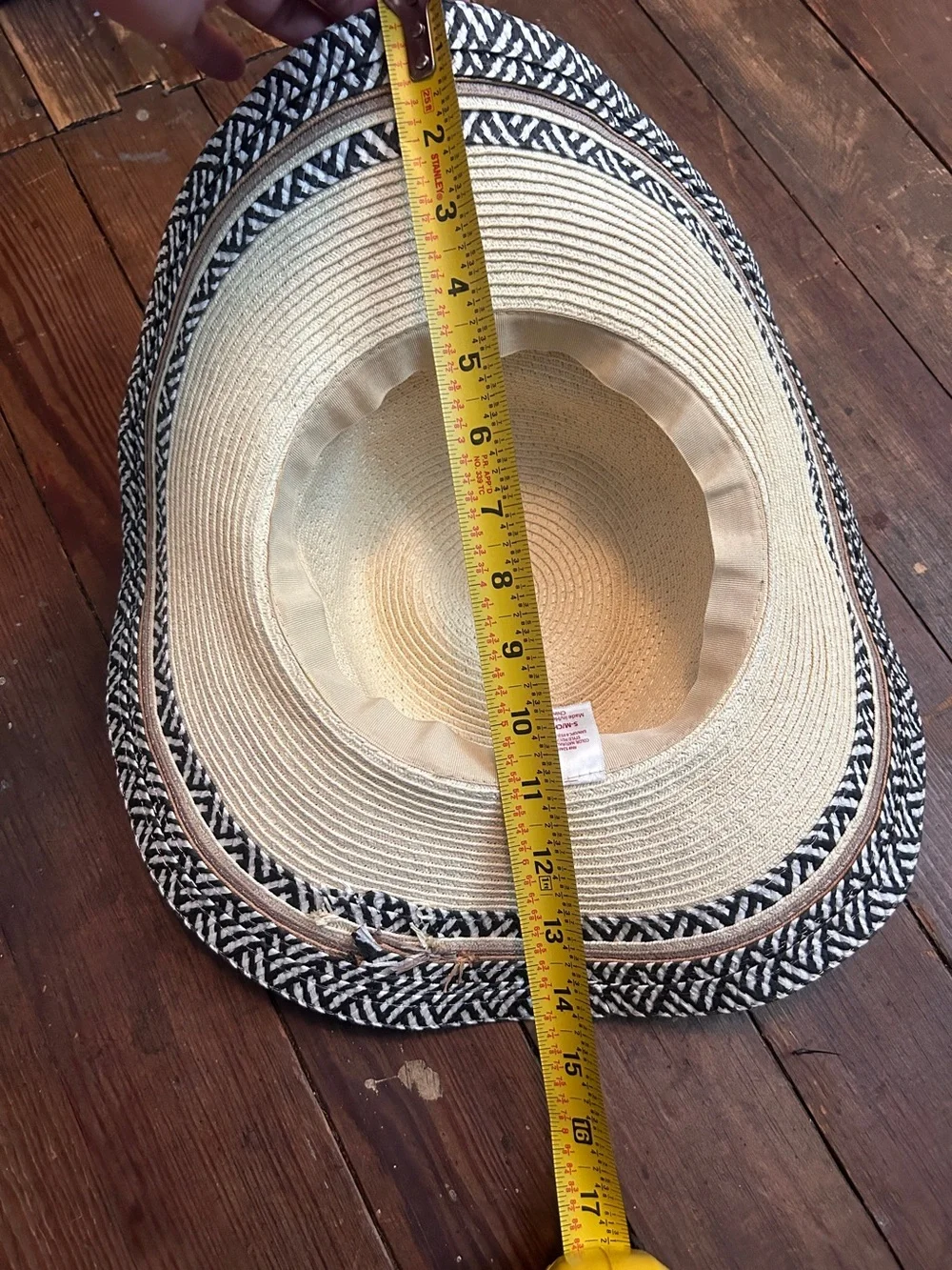 Classic Straw Sun Hat with Black & Cream Trim